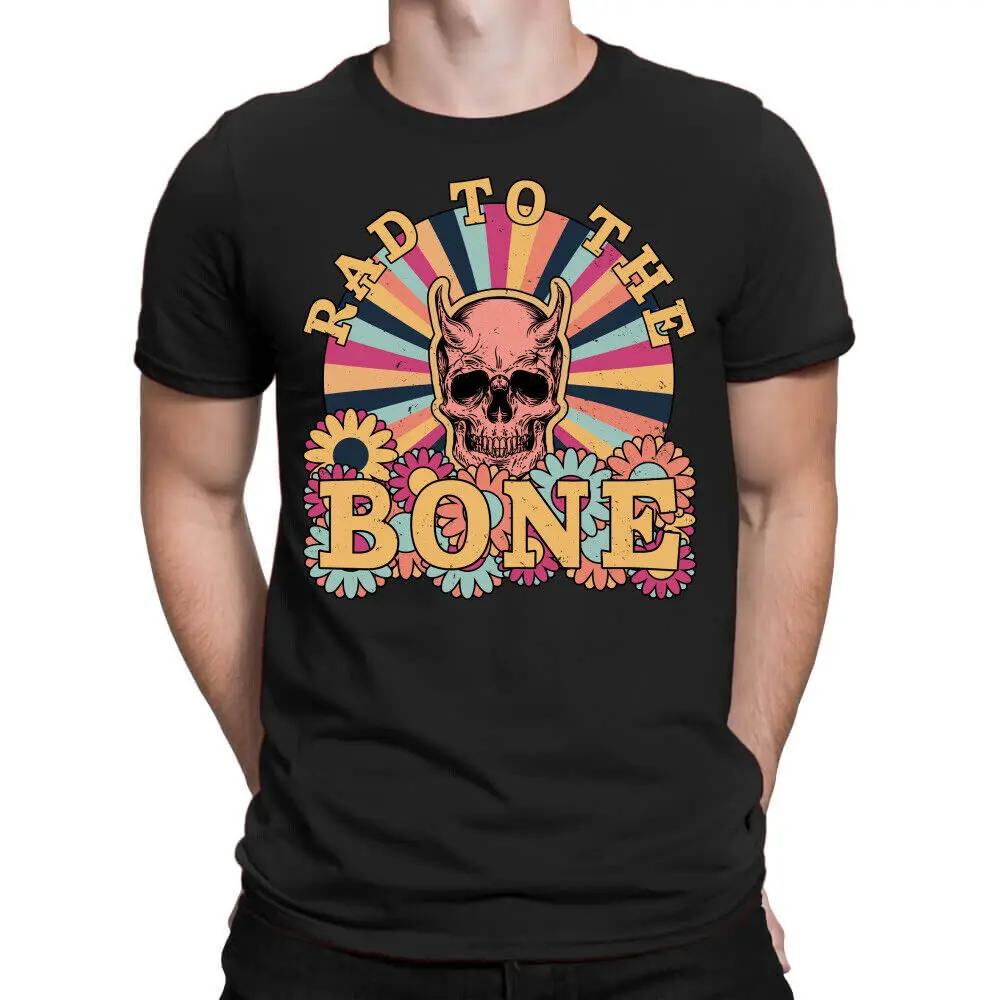 Best To Buy Rad The Bone Horned Skull And Flowers Made In Usa S 5Xl L T Shirt