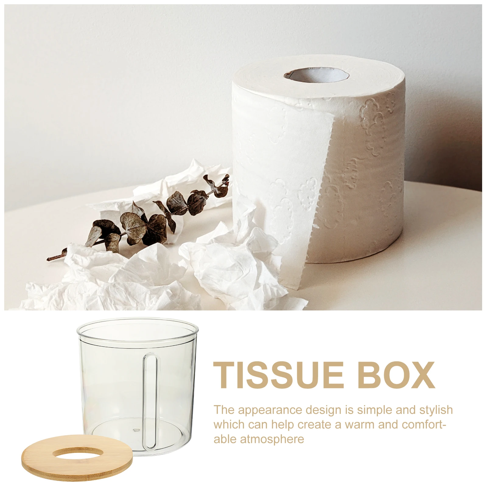 

Round Tissue Box Holder Covers Facial Dispenser Napkin Storage Case Paper Office