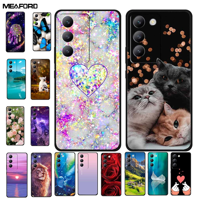 For Coque Vivo V40 SE 5G Cases Painted Cats Silicon Back Cover Phone Cases For vivo V40 SE 5G Cases Soft Bumper Shell Bag Cover