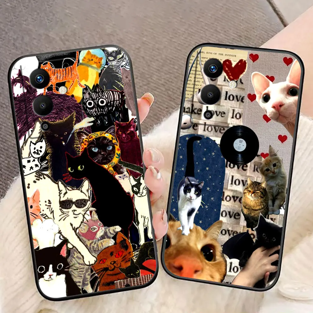 Cute Cat Puzzle Phone Case For Infinix TECNO POP SPARK SMART 5 6 7 8 20 20C CAMON 20 30 POVA 6 5 4 2 NEO 2 ZERO 30 20 Case Cover