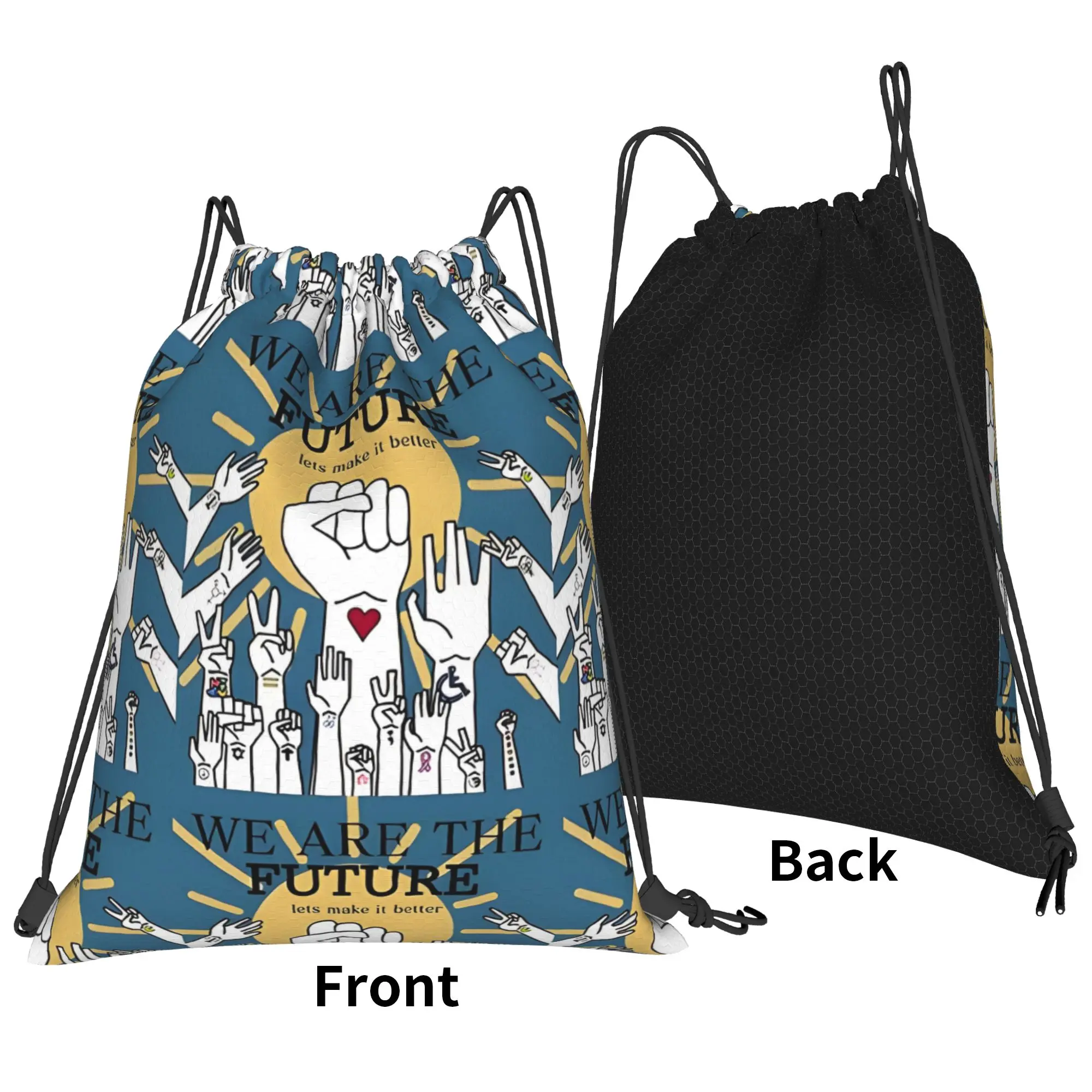 WE ARE THE FUTURE Youth Day Portable Travel Drawstring Bags Riding gym Backpack gift Storage Sack Lightweight Backpacks