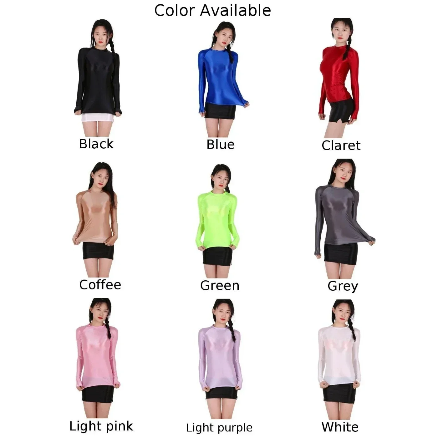 New Oil Shiny Glossy Bodycon T-Shirts Transparent Long Sleeve Slim Tight Yoga Gym Stretch Tees Top T Shirt Clothing For Women