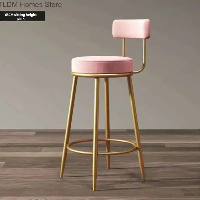 Moderno velluto Sedia da bar sgabelli alti da cucina Sedia da bar per la casa con schienale sgabelli in metallo INS sgabelli da bar altezza bancone mobili
