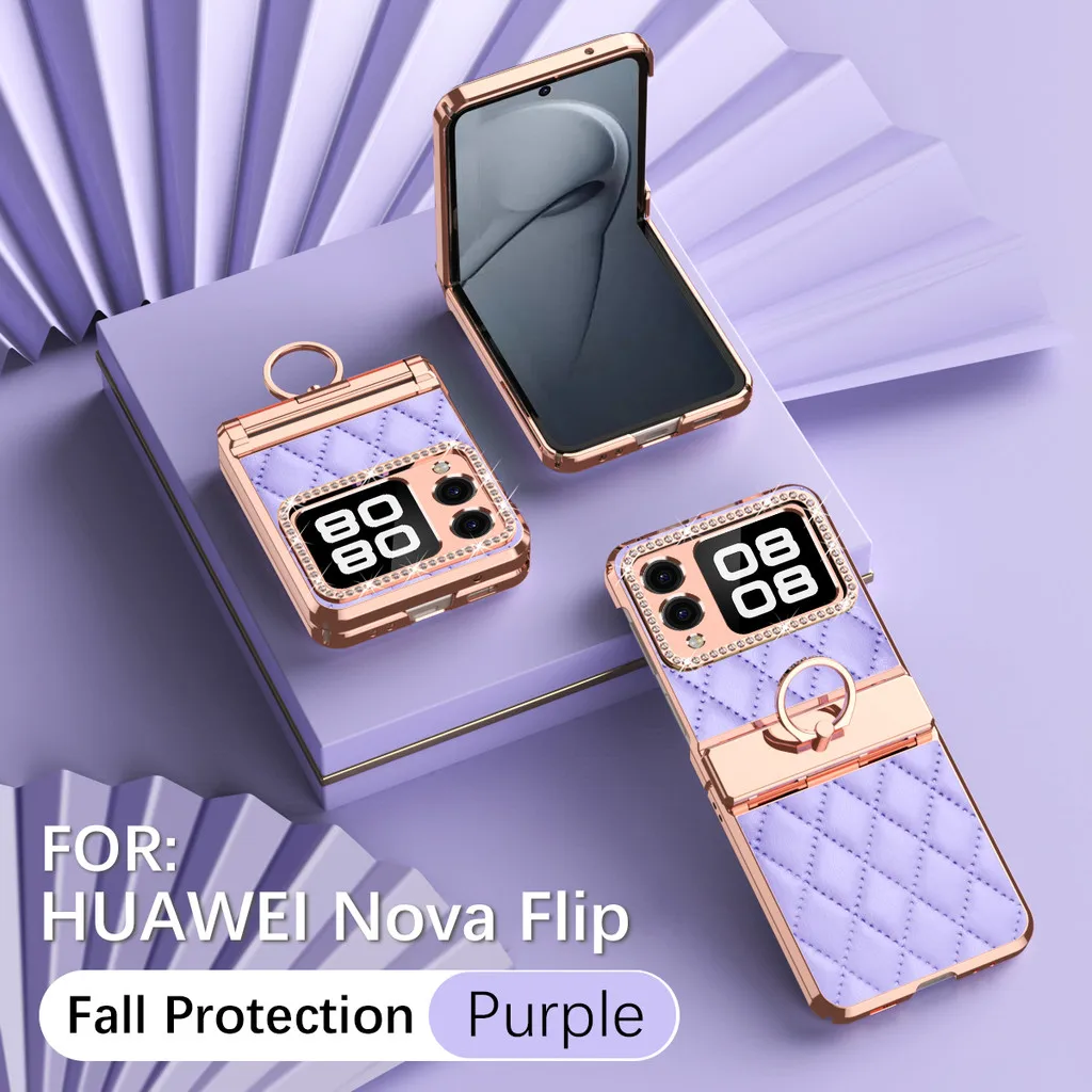 Luxury Ring Buckle Holder Leather Diamond Case For Huawei Nova Flip Shockproof Phone Cover