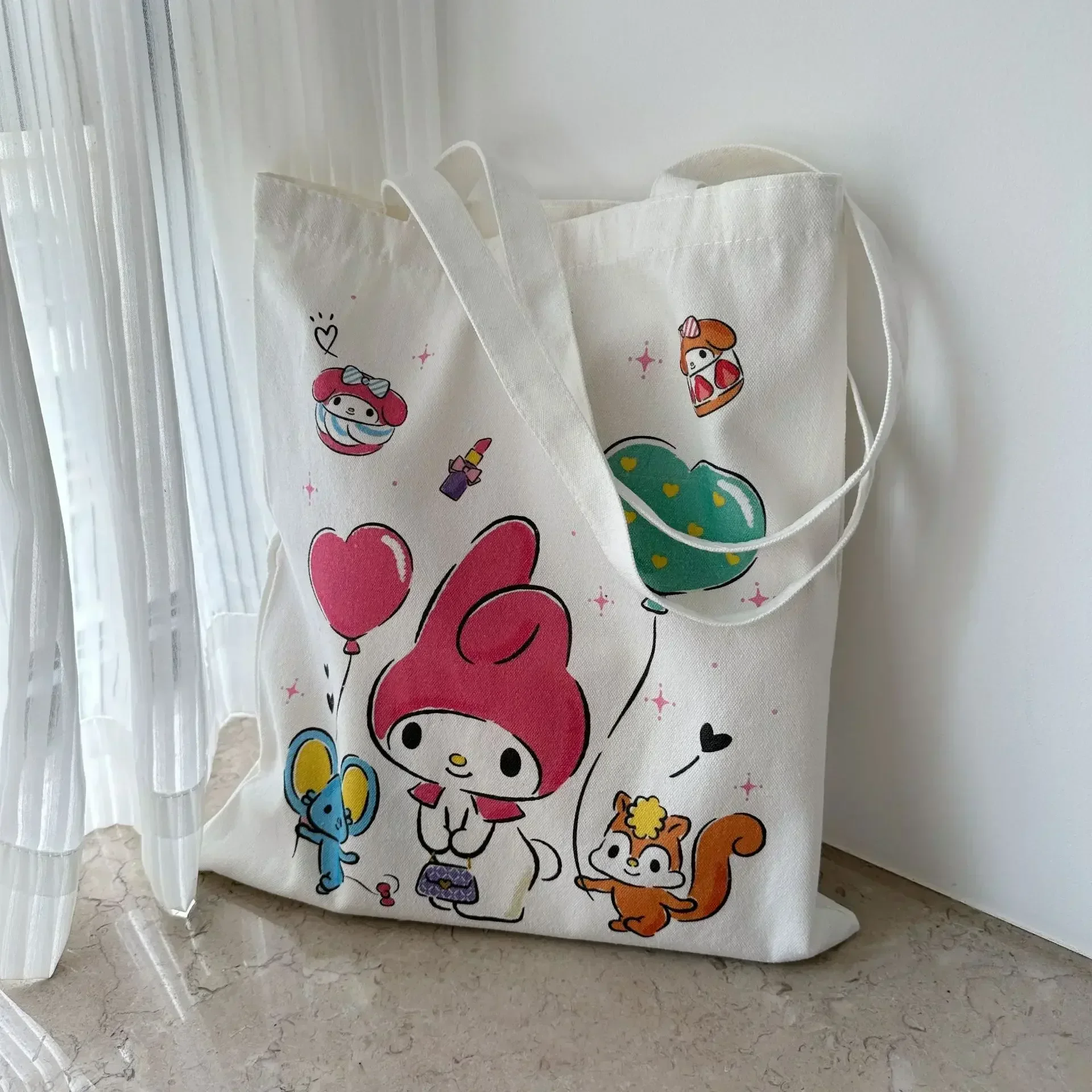 Sanrio Kawaii Surrounding Anime Kuromi My Melody Pochacco Shopping Canvas Bag Cartoon Student Class One Shoulder Handbag Gift