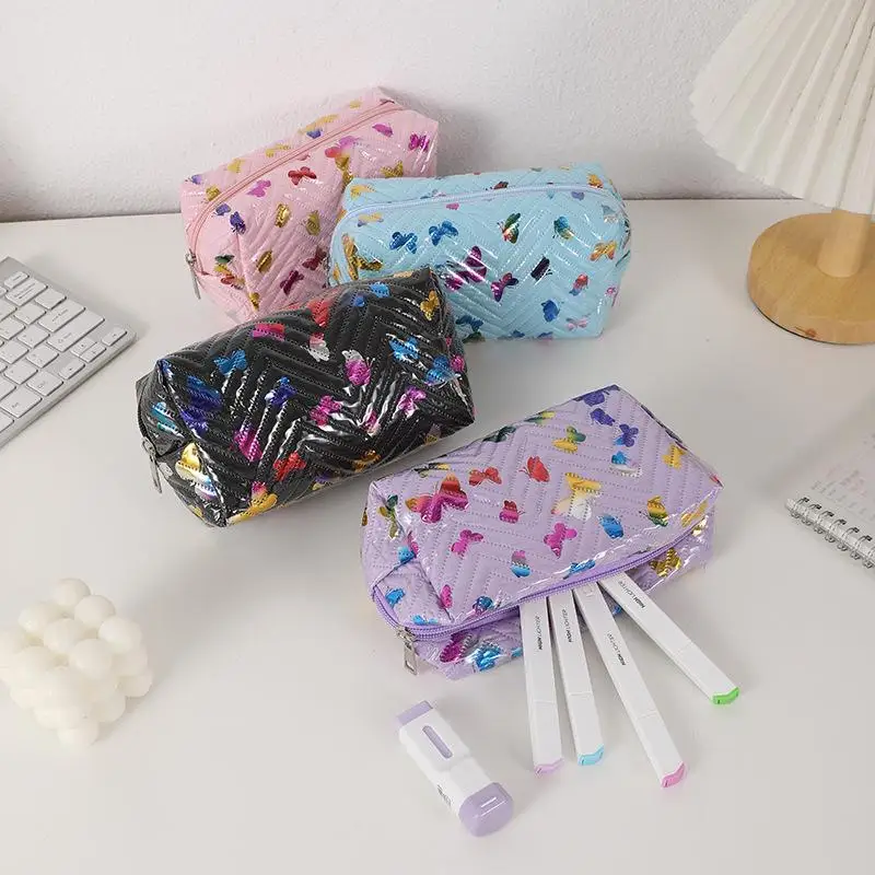 

New Cute Butterfly Pattern Printed Portable Storage Bag Makeup Case Women Toiletry Bag School Supplies Storage Bag