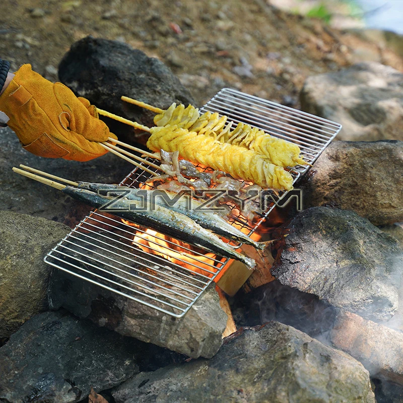 Outdoor Folding Wood Stove Mini Stainless Steel Oven BBQ Camping Picnic Folding Charcoal Stove Outdoor Heating Barbecue Grill