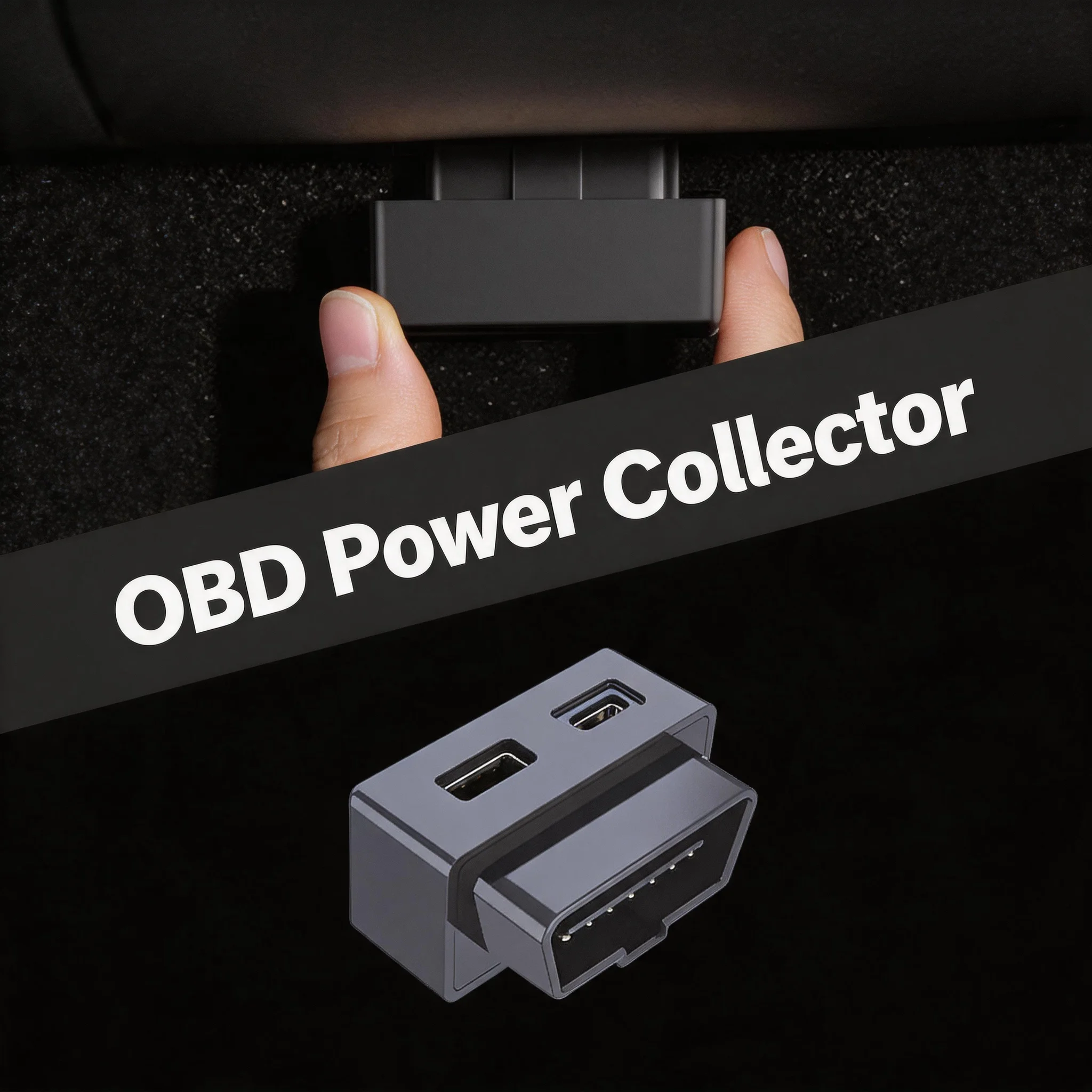 Car Hidden Fast Charging OBD Adapter for Tesla Model 3 Y PD USB Dual Port Splitter Fast Charger Adapter OBD Power Collector
