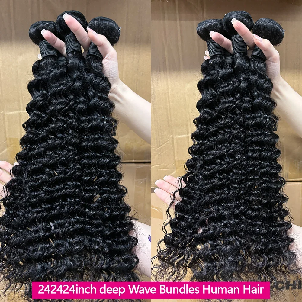 32-Zoll-Tiefe Welle Bundles Menschliches Haar Extensions 12A Burmesische Lockige Haar Bundles 1/3/4 Pcs Tiefe Lockige Bundles Menschliches Haar Bundles – Detail 4