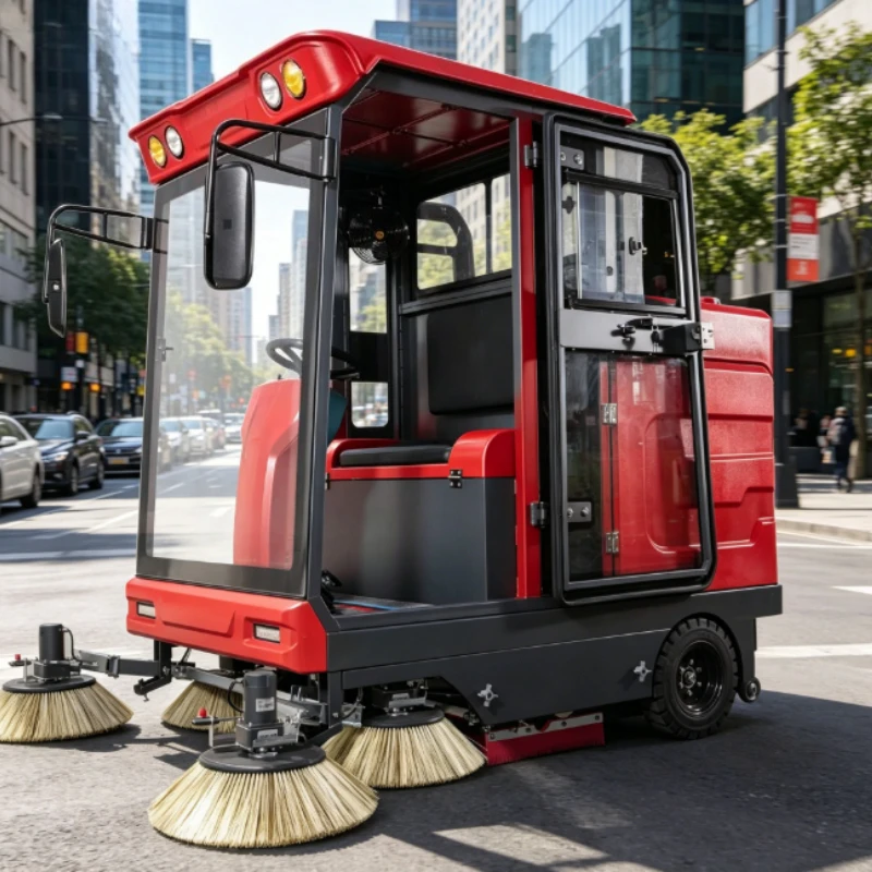 Electric Road Sweeper Anti Rust Park Sweeping Equipment For Lakeside Scenic Road Humid Mud Leaf Debris Clearing Works