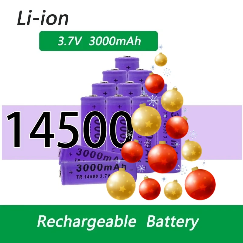 

For LED Flashlight 、Toy with Charger 14500 3.7V High Capacity 3000mah Rechargeable Lithium Battery k