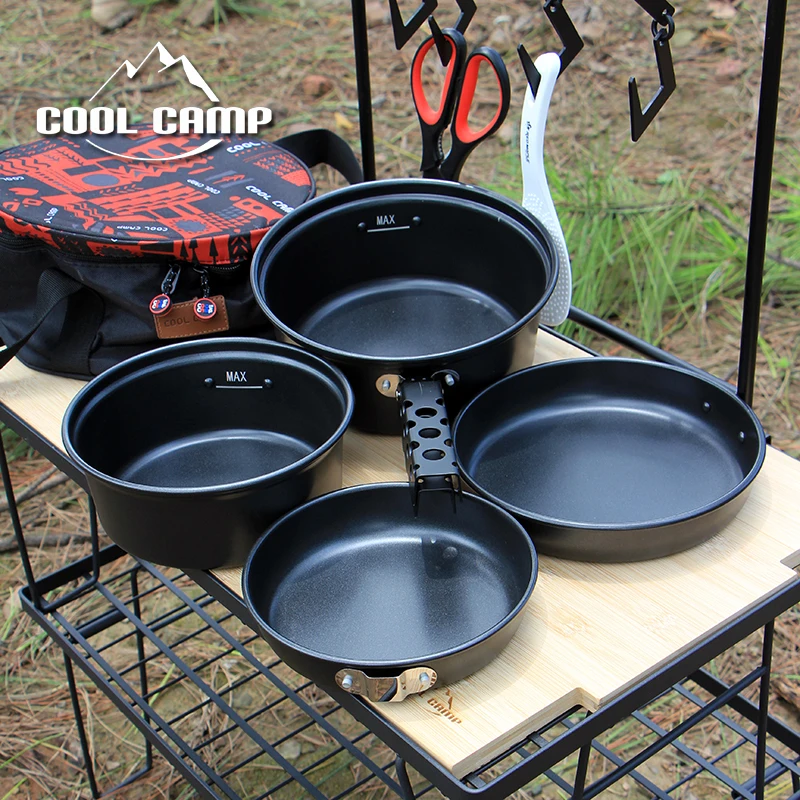 

Outdoor Camping Aluminum Alloy Pot Set Lightweight and Camping Pot Set Non Stick Coating Frying Pan Set Picnic Tableware New