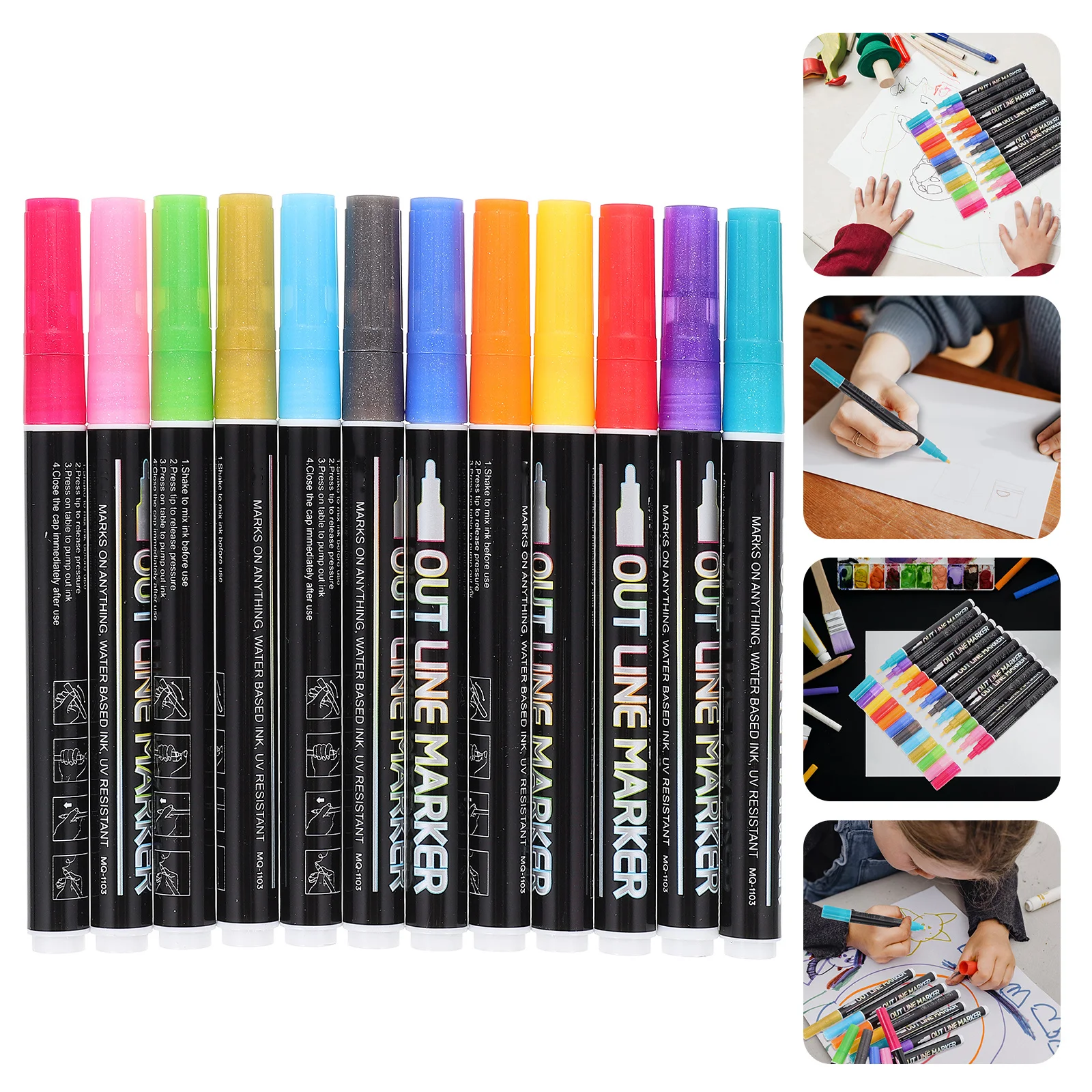 

12 шт. флуоресцентные маркеры, многофункциональные художественные маркеры для дерева, металла, стекла, бумаги, прочные портативные креативные принадлежности