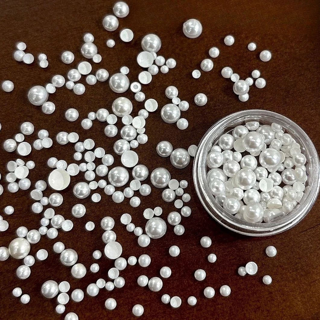 Mini Mix Size Semi-circular Pearl Rhinestones Glitter Powder Sequin Crystal Nail Art Accessories Half Round Decorations Manicure