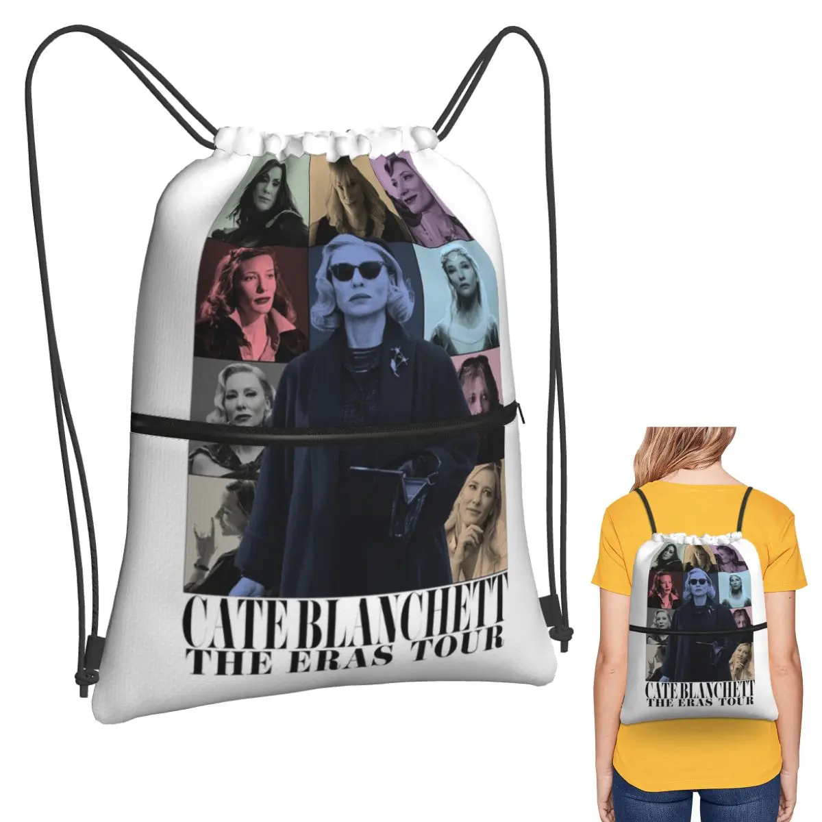 

Рюкзаки с персонажами Cate Blanchett, многофункциональные портативные карманные спортивные сумки на шнурке, сумки для книг для мужчин и женщин, студентов