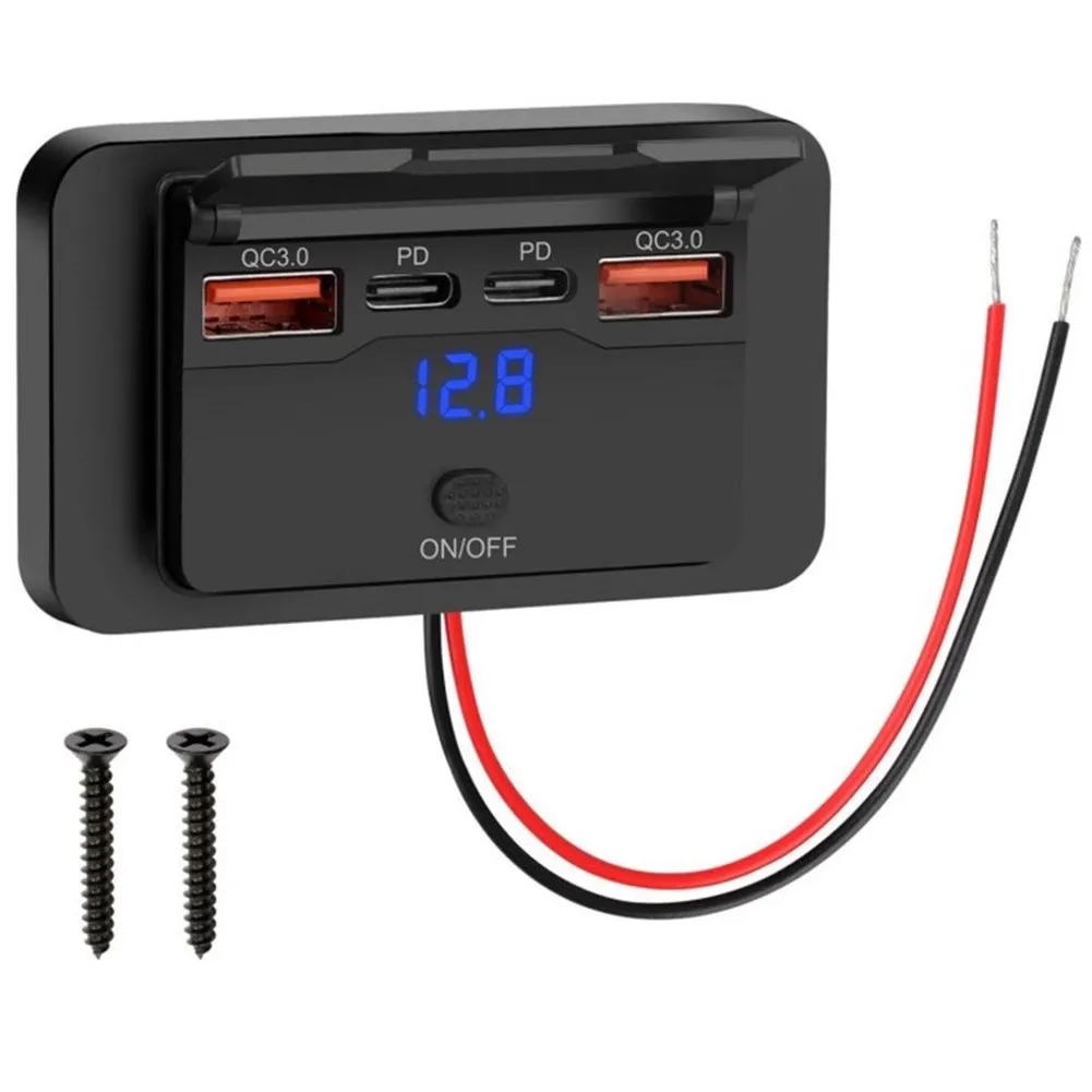 Waterproof Voltage Meter 7.8*4.6cm for rv USB Charging Socket Flip Cover Design LED Battery Monitor For Outdoor Camping