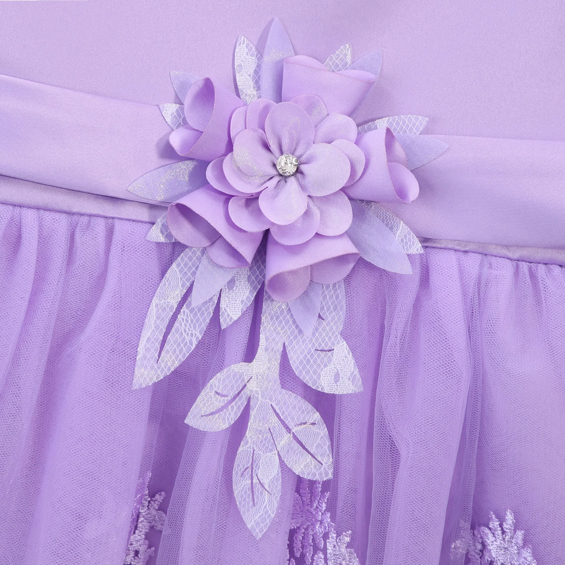 Children Sleeveless Flower Embroidery Tulle Princess Dresses For Girls Formal Banquet pageant Birthday Party Prom Puffy Gown