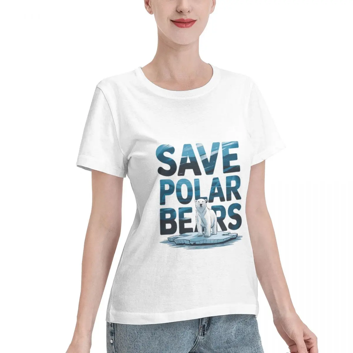 Oversized Option Save The Polar Bears Women's T-shirt Breathable Wear Blank T Shirt