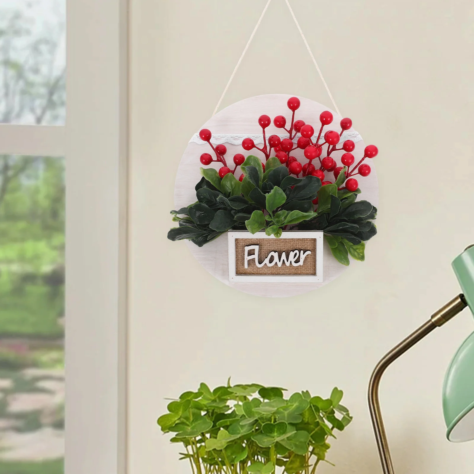 

New Year Red Berry Wall Hanging Decor Artificial Fake Berry Bonsai Ornament for Spring Festival Wall Hanging Bonsai Ornament