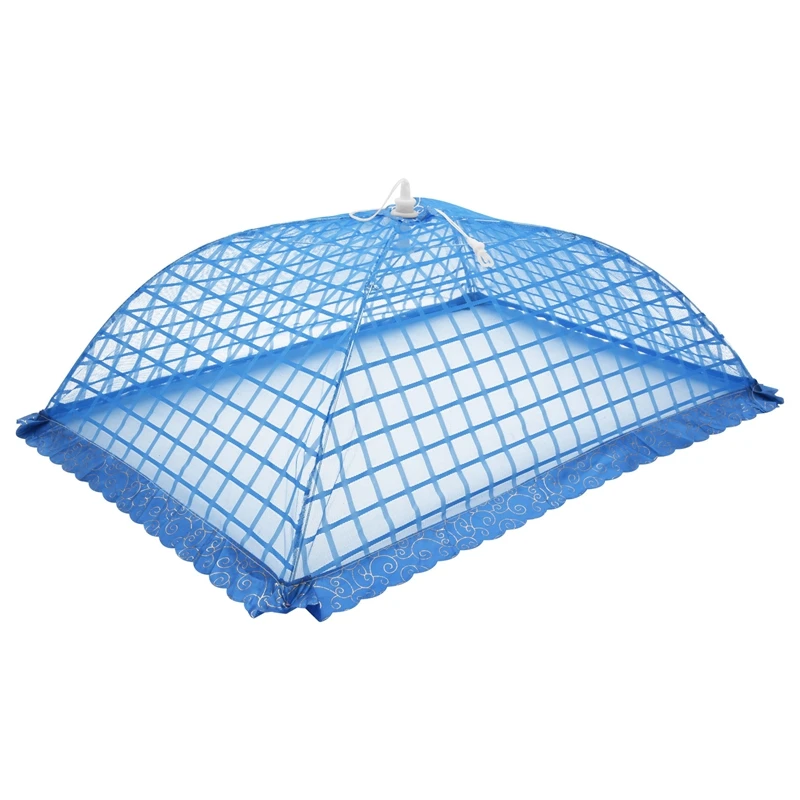 Set Of 1 Square Mesh Screen Umbrella Food Cover Net Tents Reusable And Folding 72X51cm For Picnic/BBQ - Keep Out Flies, Bugs, Mo