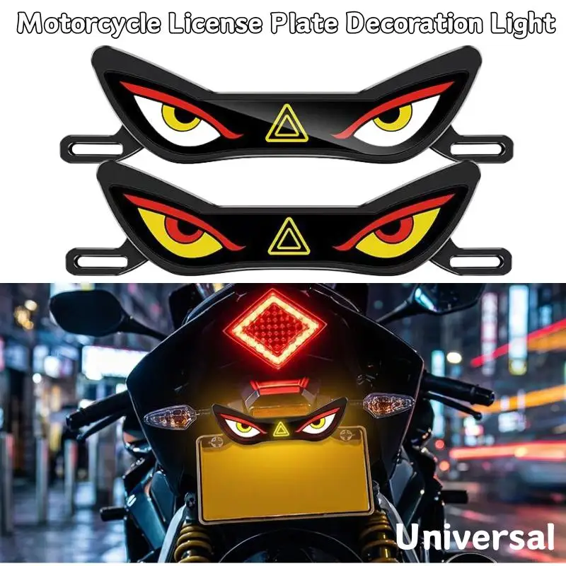 

Motorcycle License Plate Light Devil Eyes Style Motorcycle LED Light Universal Turn Signal Brake Light With Flowing Animation