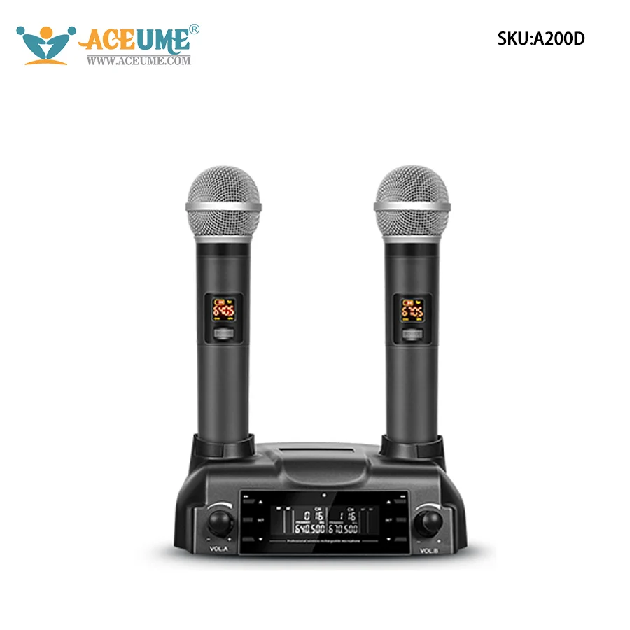 

A200D Беспроводной микрофон с автоматической зарядкой от одного до двух Домашний пение Караоке КТВ Ручной FM U-диапазон Открытый сценический профессиональный