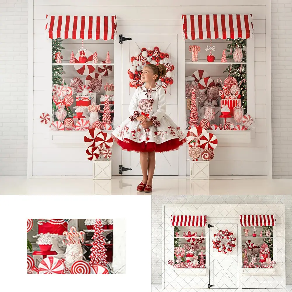 

Peppermint Twist Shop Backdrop Kids Baby Cake Smash Photography Props Child Adult Birthday Photo Shoot Backgrounds