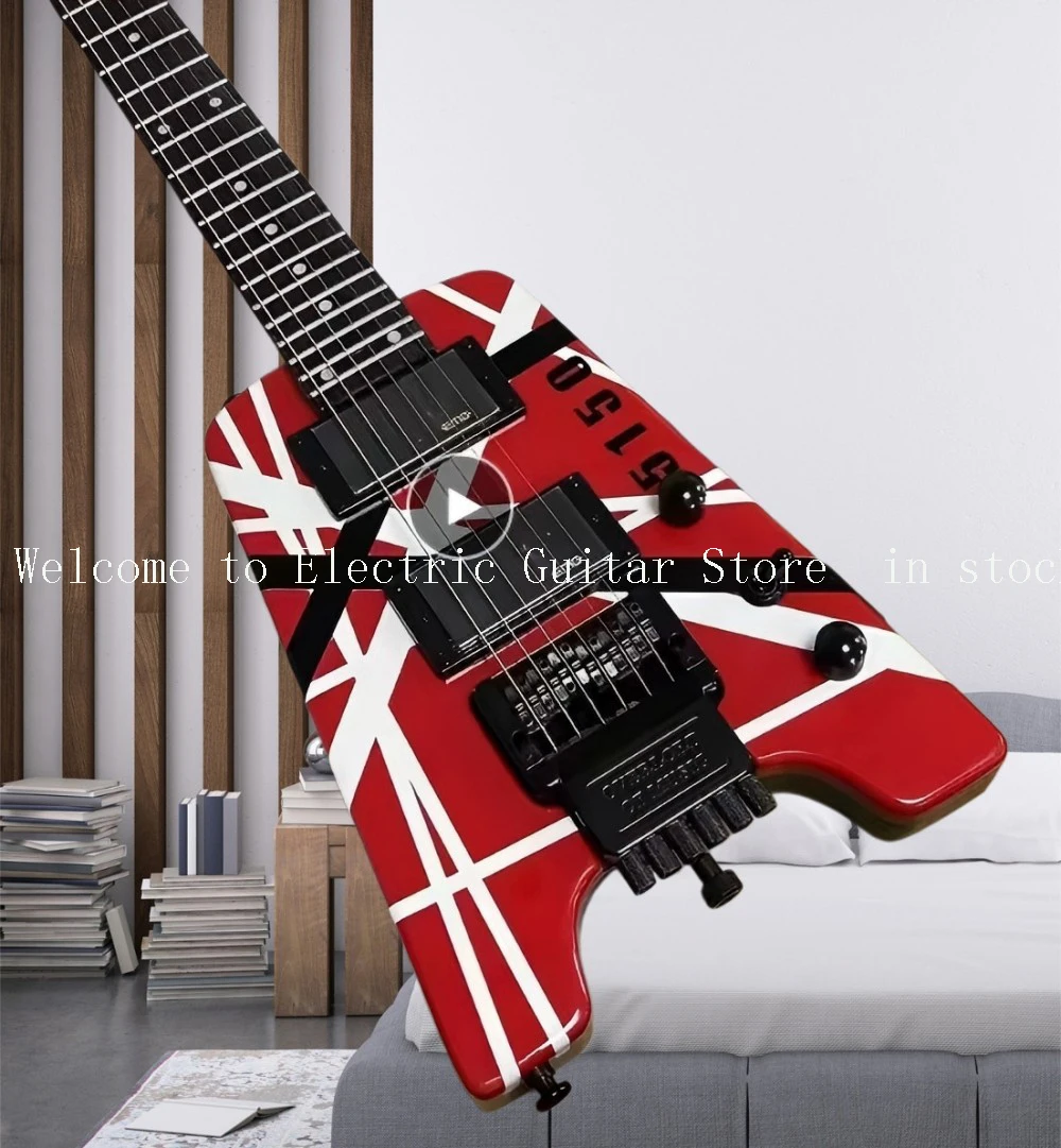 Factory Red White Black Strips Headless Electric Guitar 6 strings Electric Guitar Electric Guitar-Themed Gift Free #ASP654286