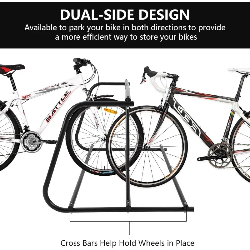 رف الدراجة الشبكي التجاري، رف الدراجة الأرضية 61 بوصة، حامل ركن أرضية الدراجة، سعة 10 دراجات مطلية بالطاقة من الفولاذ على الوجهين