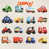 16Pcs PVC Shoe Charms Cartoon Car Shoes Decorations Bracelet Wristband Accessories for Boys Girls Party Gifts