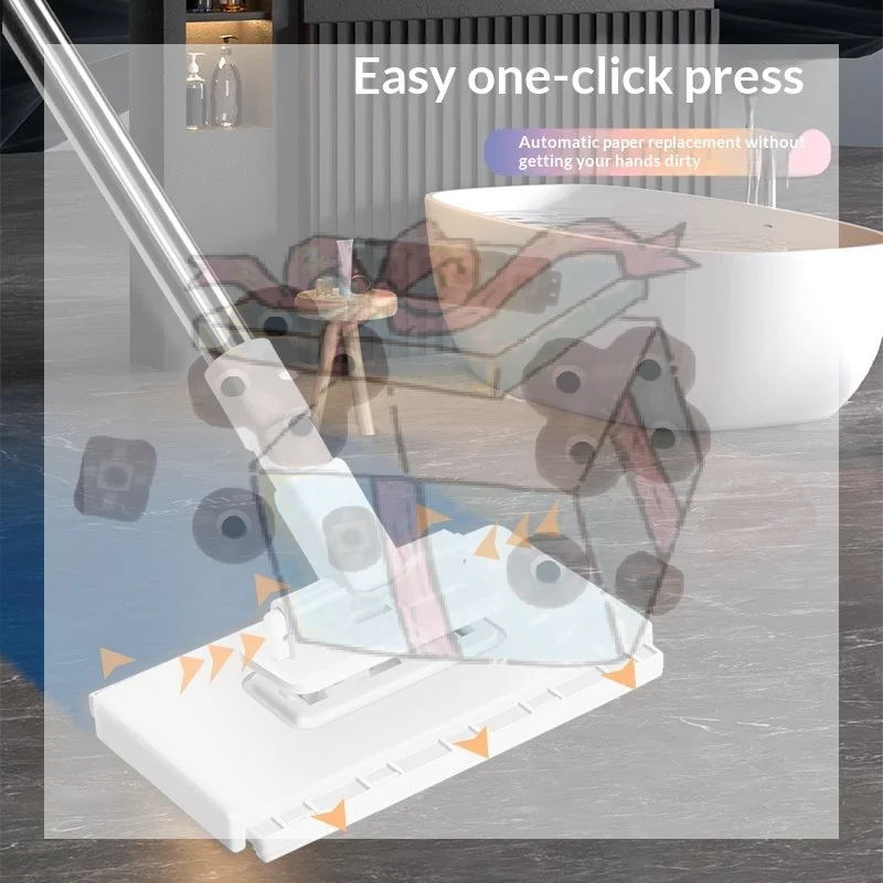 【CC】No-Touch Mop No-Dirty Hand Mop Automatic Lazy Clip-On Mop Wet Wipes One Click Detachable Face Towel Mop Clips