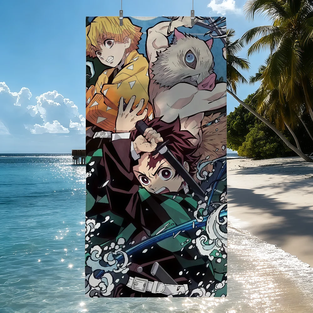 Anime D-Demon S-Slayer  Towel Drying Bath Towel Applicable To Light Swimming Camping Yoga Beach Out
