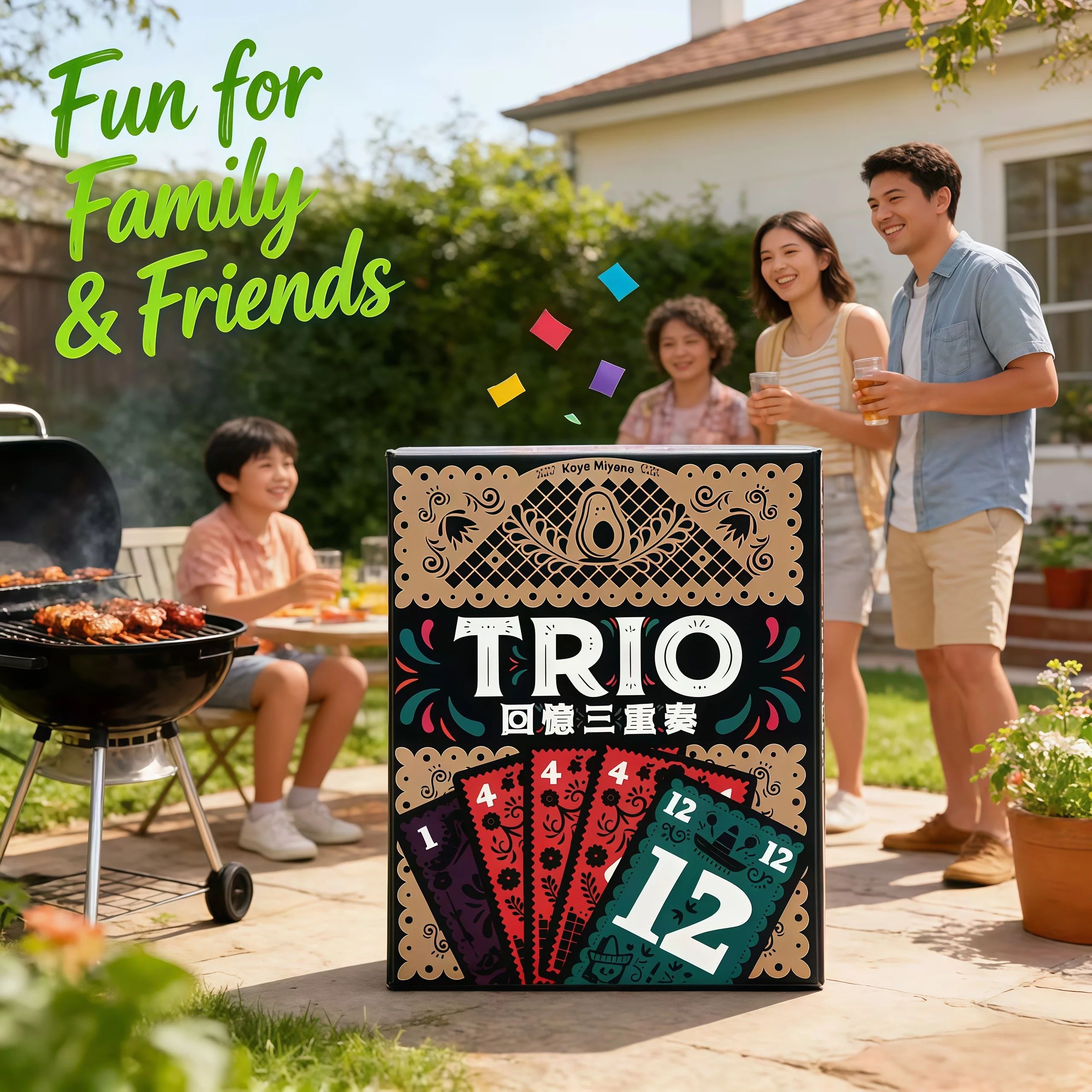 

Новая стратегическая карточная игра TRIO: усовершенствование семейных и вечеринок с ярким карточным игроком. Семейная игра. Развлечения для ночей и вечеринок.