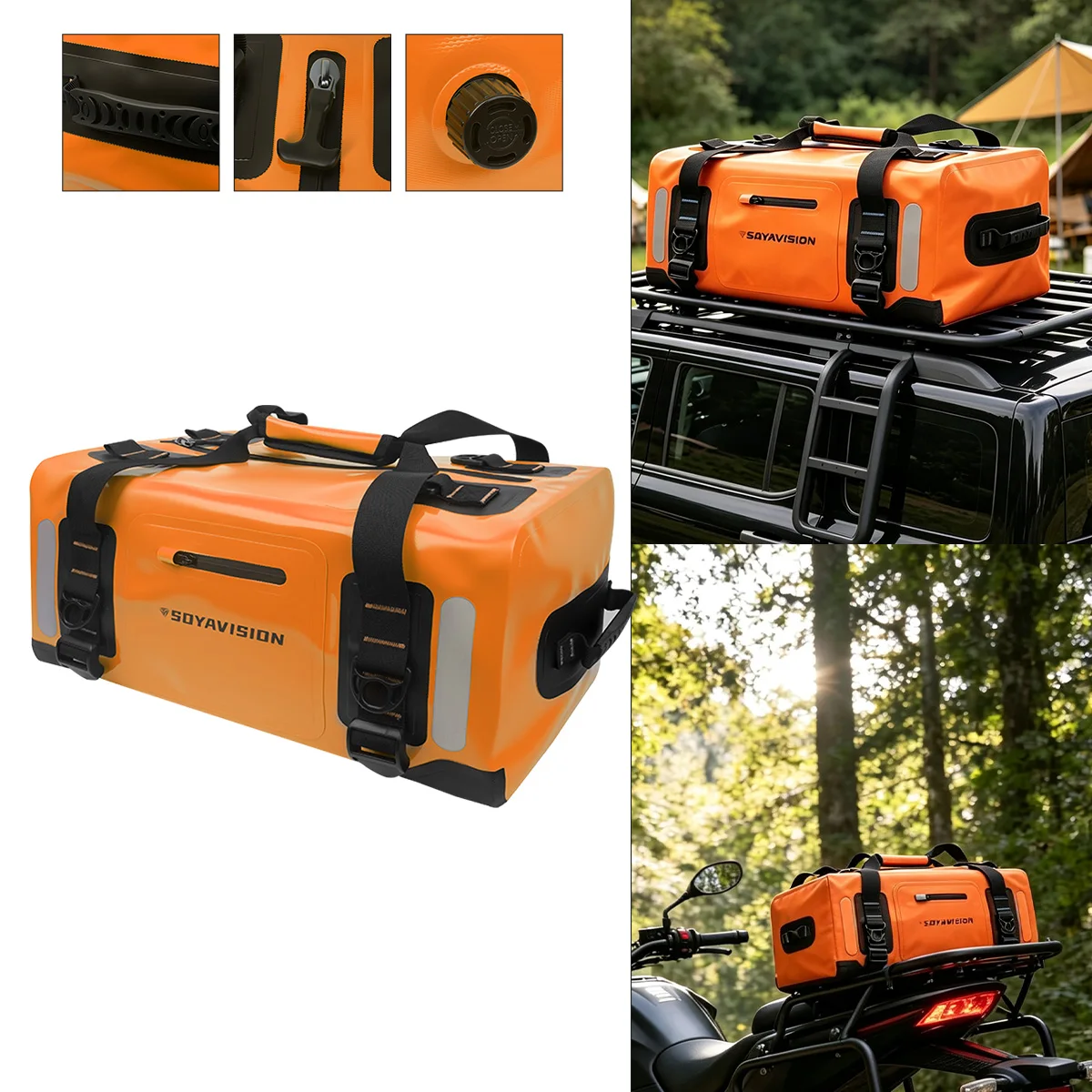 20L 50L 70L 100L Motorcycle Waterproof Tail Seat Bag Car Roof Top Bag Travel Outdoor Rafting Camping Luggage Bag