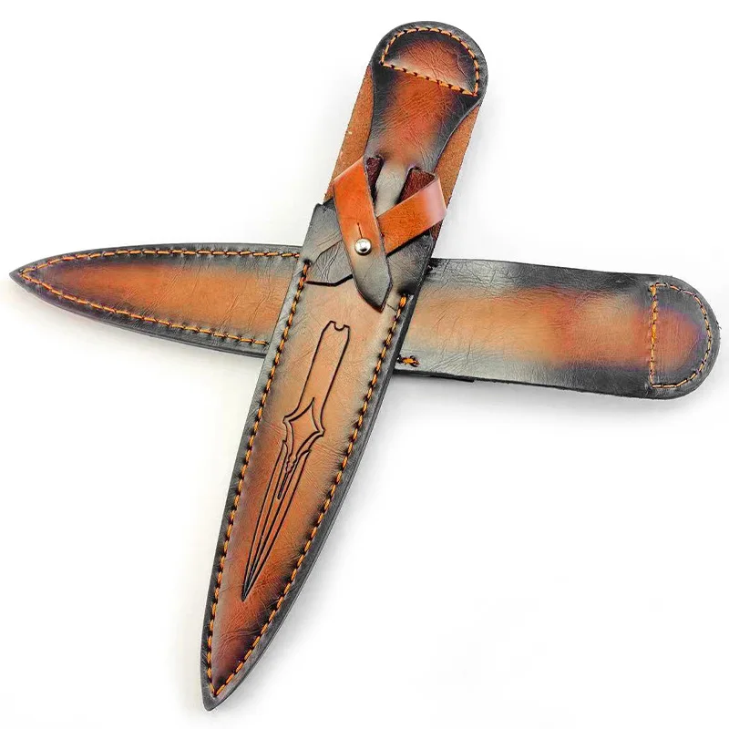 2 Types Sword Pattern Cowhide Material Big Straight Knife Sheath Fixed Blade Cow Leather Scabbard Cover Holders Pants