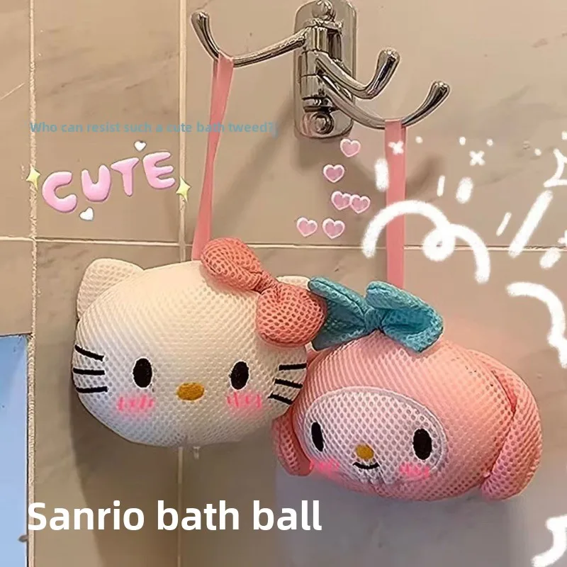 Hello Kitty My Melody Cute Bubble Ball Bath Flower Cartoon Character Kawaii Toiletries Bath Flower Ball Wholesale Holiday Gift