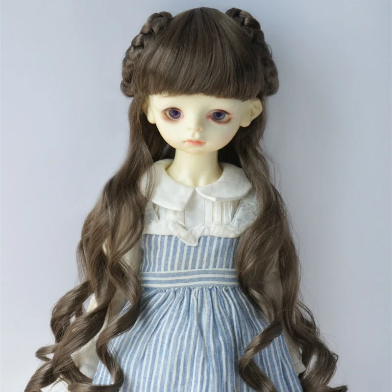 1/6 1/4 1/3 YOSD MSD SD DOD ตุ๊กตา JD125 6-7 "7-8" 8-9 "Long Wave Twins Bows Ballerina สังเคราะห์ Mohair BJD วิกผม