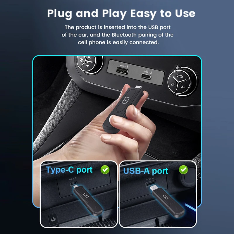 USB TYPE-C محول Carplay اللاسلكي 2in1 أندرويد السيارات الذكية CarPlay صندوق لتوصيل السيارة OEM والتشغيل لكيا MG أوبل VW
