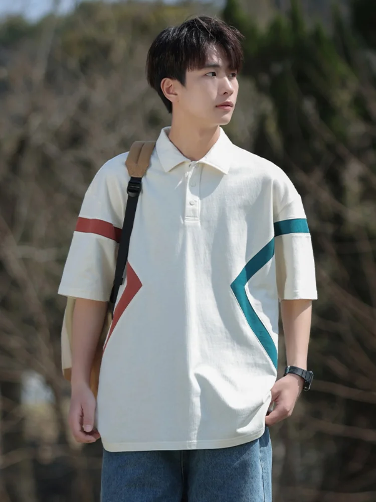 

Summer Casual ort Sve irt Men's Retro Collar T-irt College Sle f Sve Body irt Couple Matching Clothes