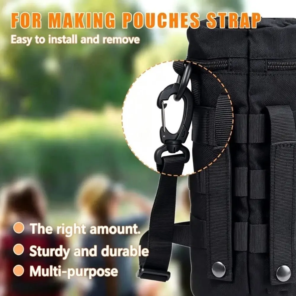 High Quality Black Camping Hiking Keychain 25mm/38mm Plastic Spring Rotating Hook Spring Quickdraws Keychain Outdoor Tool