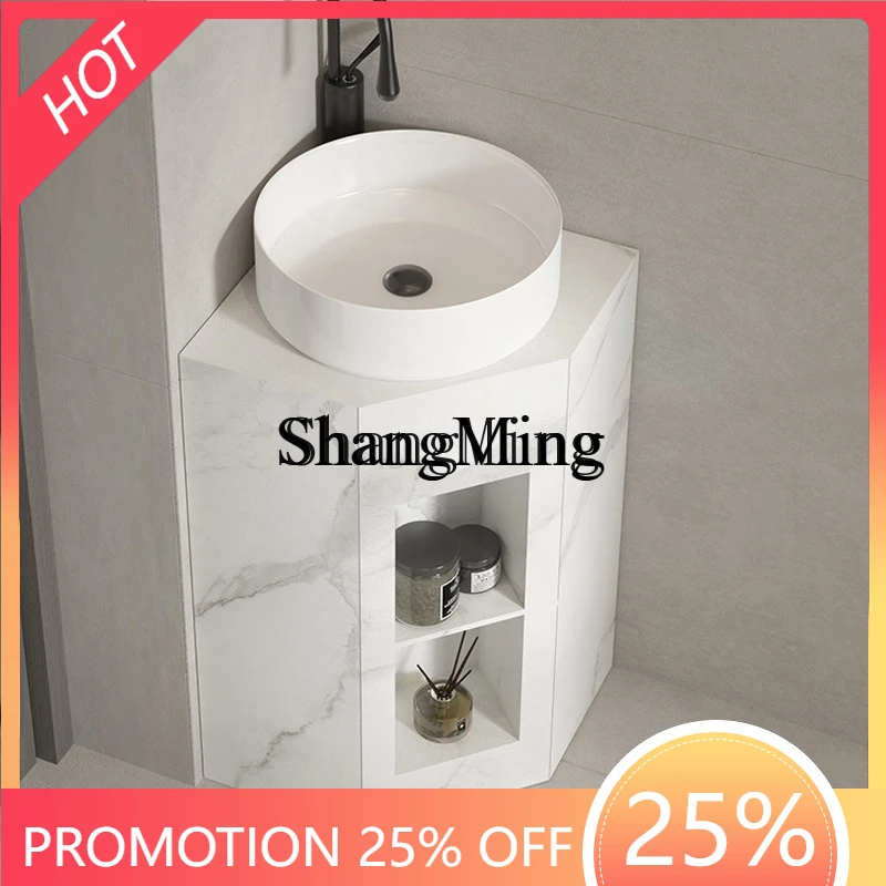 

SM household rock slab triangular column wash basin corner wash basin integrated floor bathroom