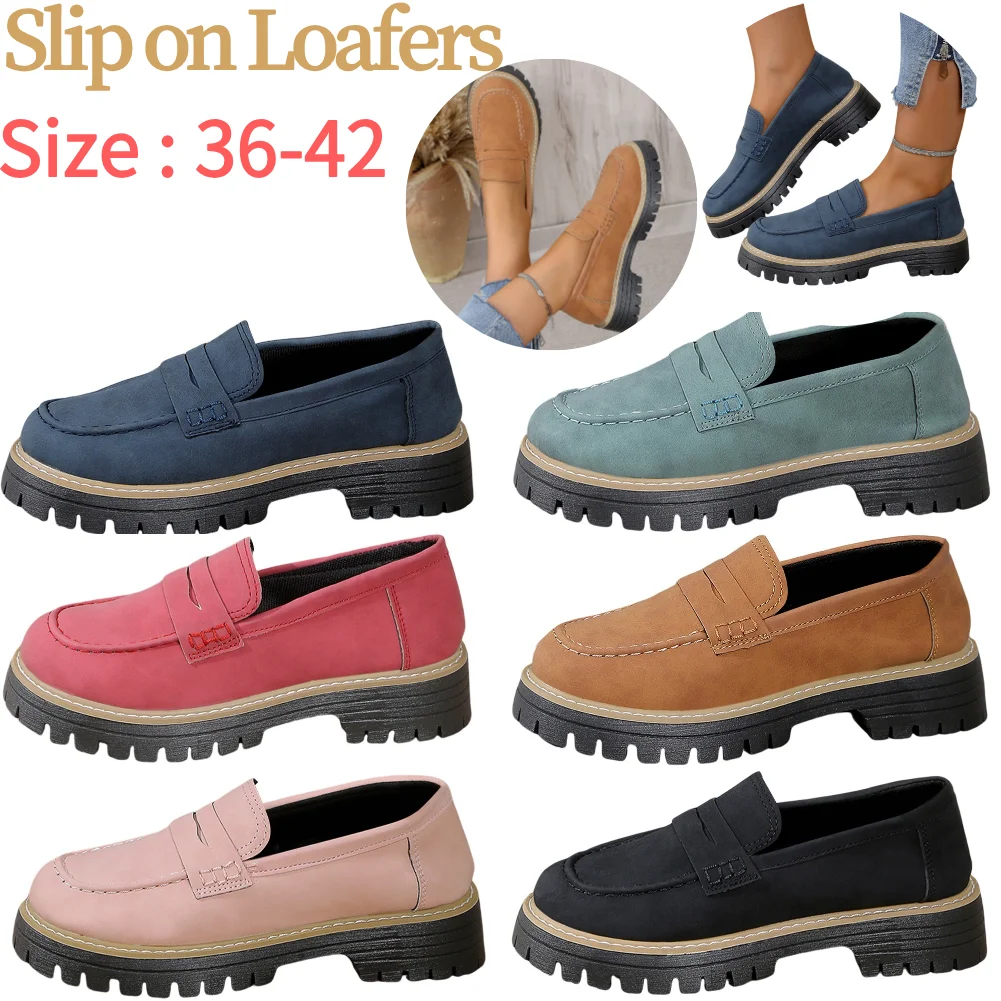 Women Orthopedic Platform Loafers Non Slip Thick Sole Shoes All Matched Comfortable Walking Loafers for Outdoor Travel