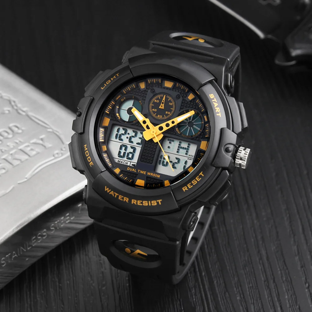 

Waterproof Men's Sports Watch Analog Digital Military Style LED Chronograph Alarm Dual Golden Digital Watch