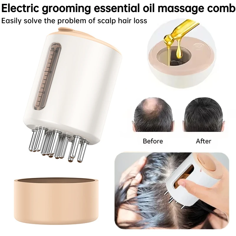 

Electric scalp essential oil massage comb,red light care,vibration massage,large capacity liquid tank,anti hair loss care tool