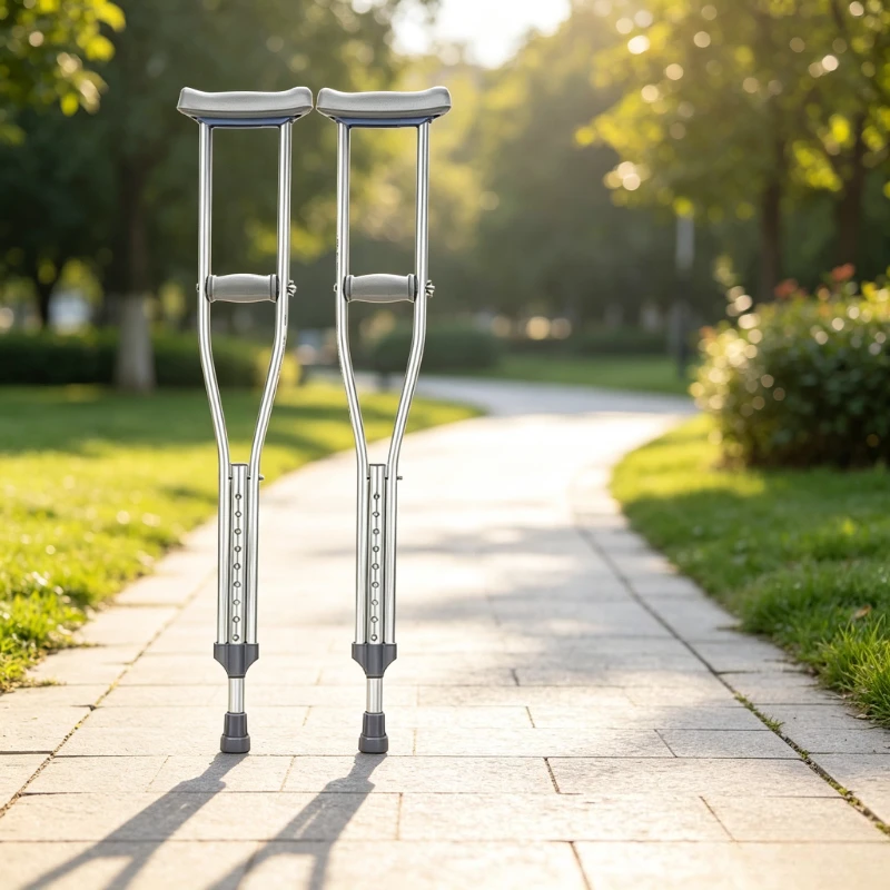 Adjustable Underarm Crutches Aluminum Alloy Ergonomic Grip Double Lock Anti Slip Rubber Feet for Adults Walking Aid Home 목발