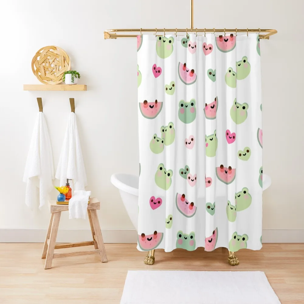 

Watermelon Frog Love Shower Curtain Bathroom For Shower Bathroom And Shower Products Modern Accessory Bathrooms Cover Curtain