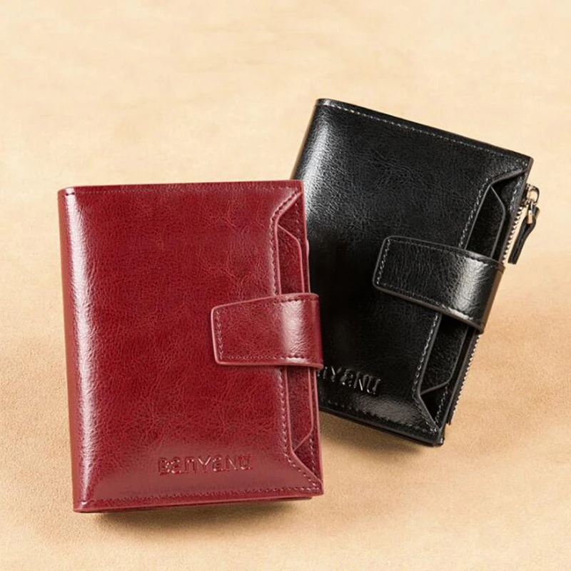 Women Driver License Wallet RFID Protection Women Functional Short Cow Genuine Leather Purse for Birthday Gift