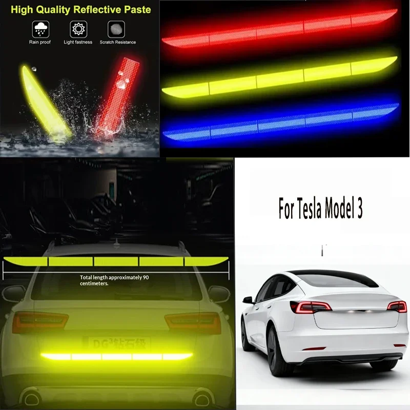 

For Tesla Model 3 1pcs Reflective Warning Safety Tape-Car Trunk Anti-Collision