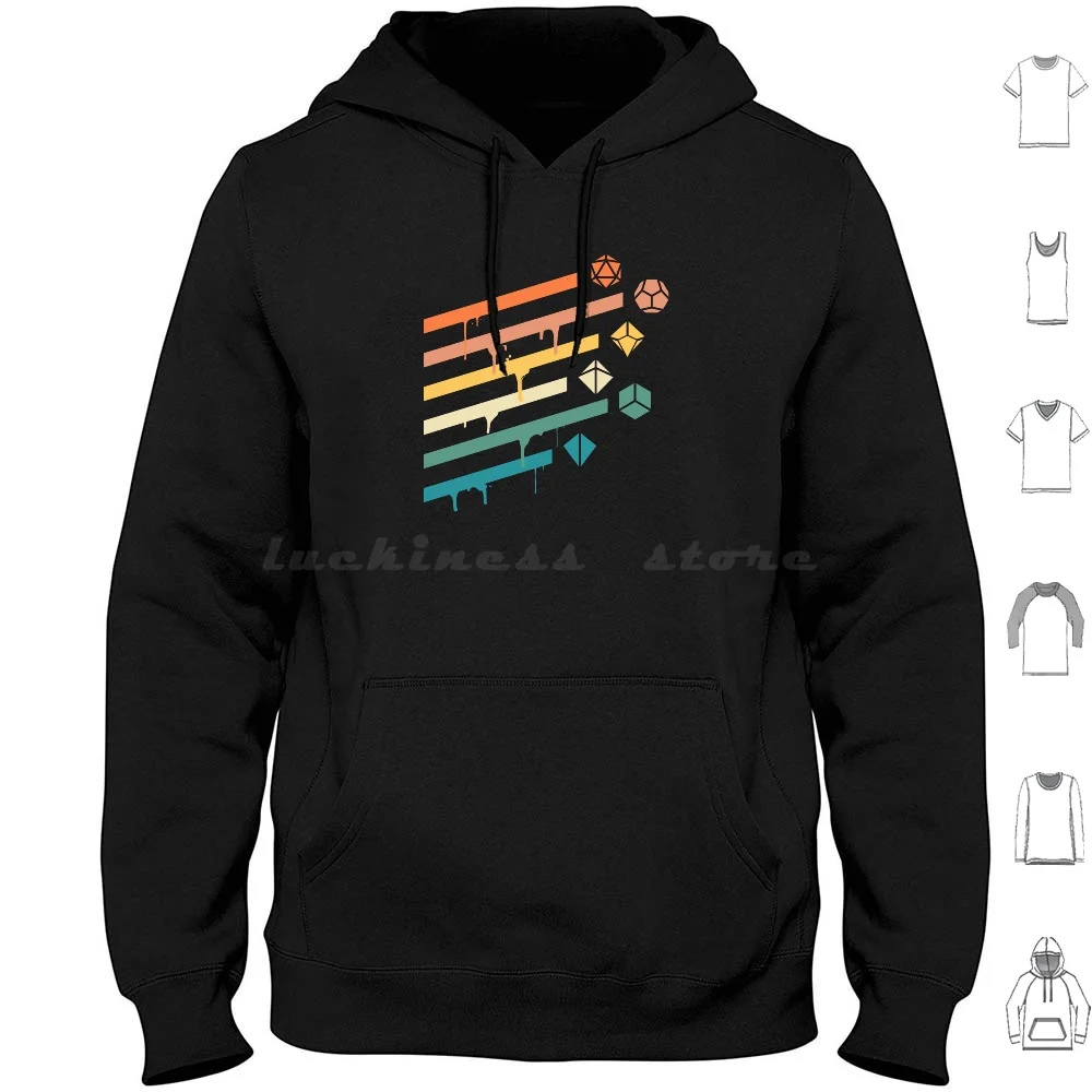 Juego de dados poliédricos retro, sudaderas con capucha Ray Tabletop Rpg Addict de manga larga y Dnd D y D D D Pathfinder Vox Master