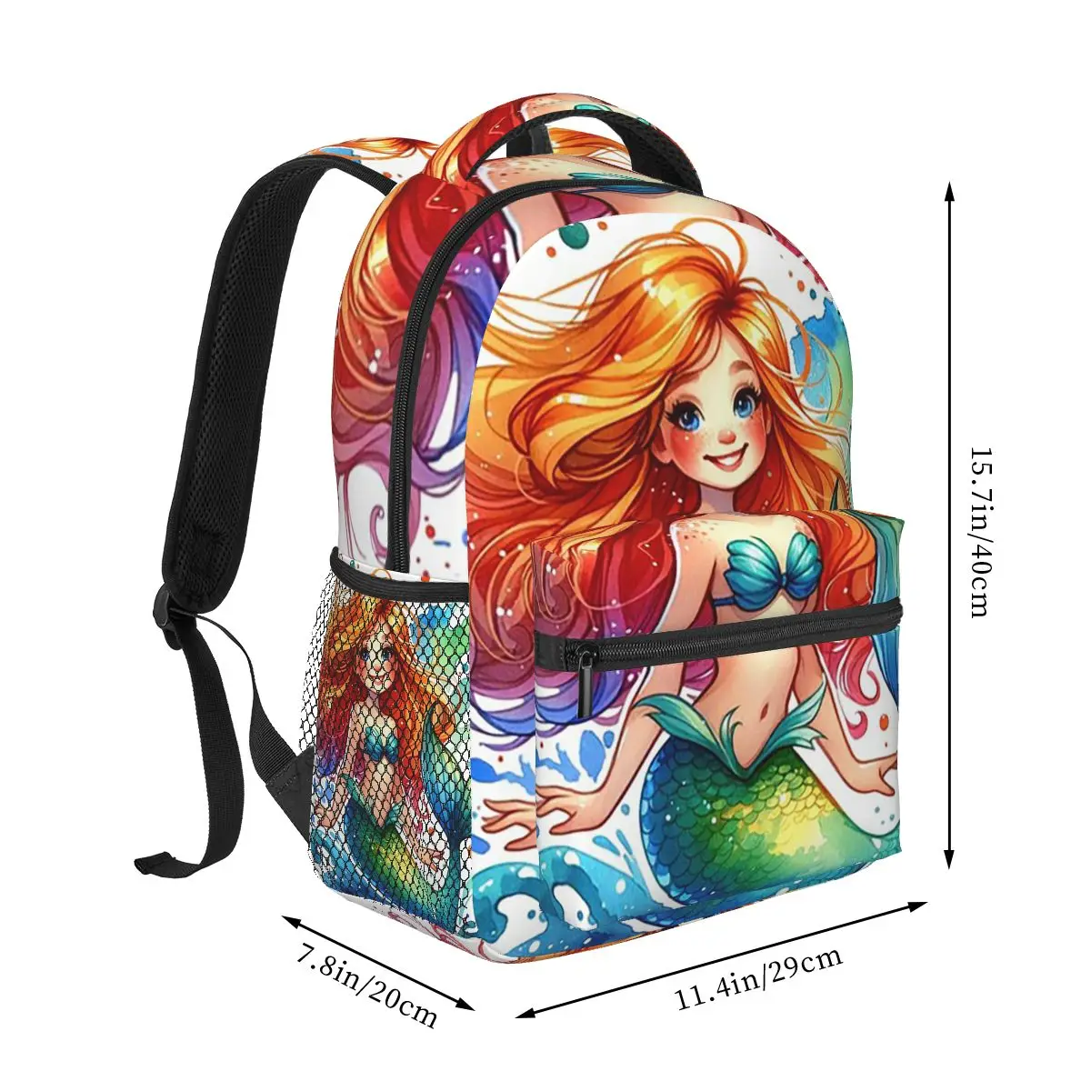Mermaid Inspired With Magical Ocean Backpack Hot Sale Daypack Large Capacity Children BookBag Bag Shoulder Bags for Men Women